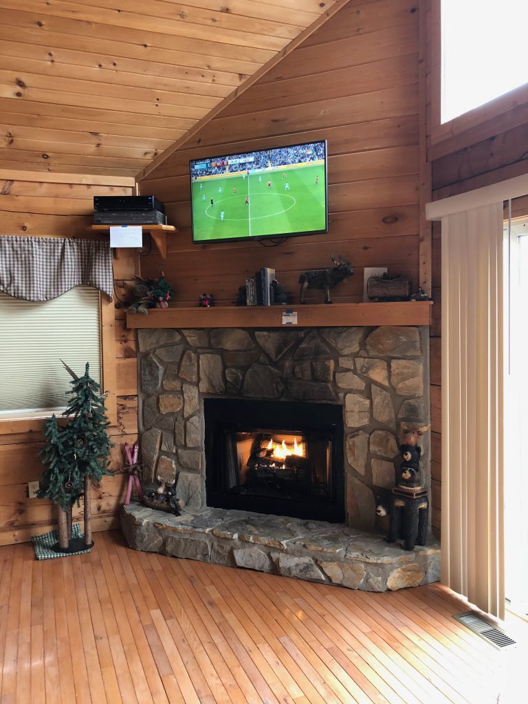 Fireplace in our Carolina Mornings Cabin